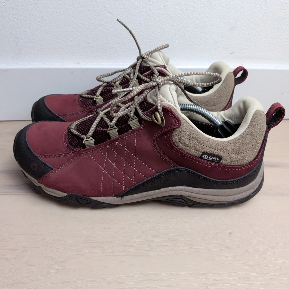 Oboz Sapphire Low B-DRY Waterproof Hiking Shoes Burgundy Red Womens 10